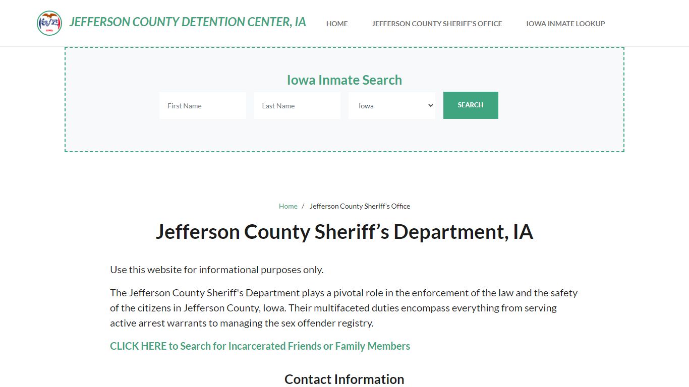 Jefferson County Sheriff Department, IA Arrests, Warrant Lookup