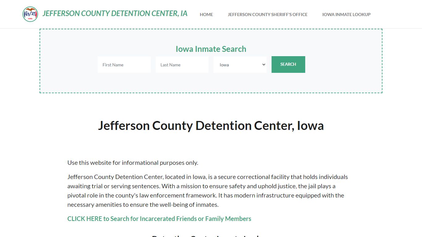 Jefferson County Detention Center, IA Inmate Roster, Offender Search